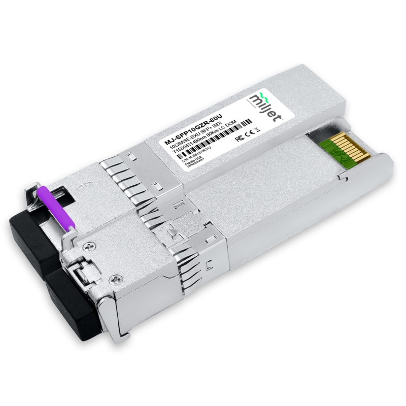 Kit Par 10GBASE-ZR SFP+ BiDi 80km LC DOM, transceptores ópticos Miljet
