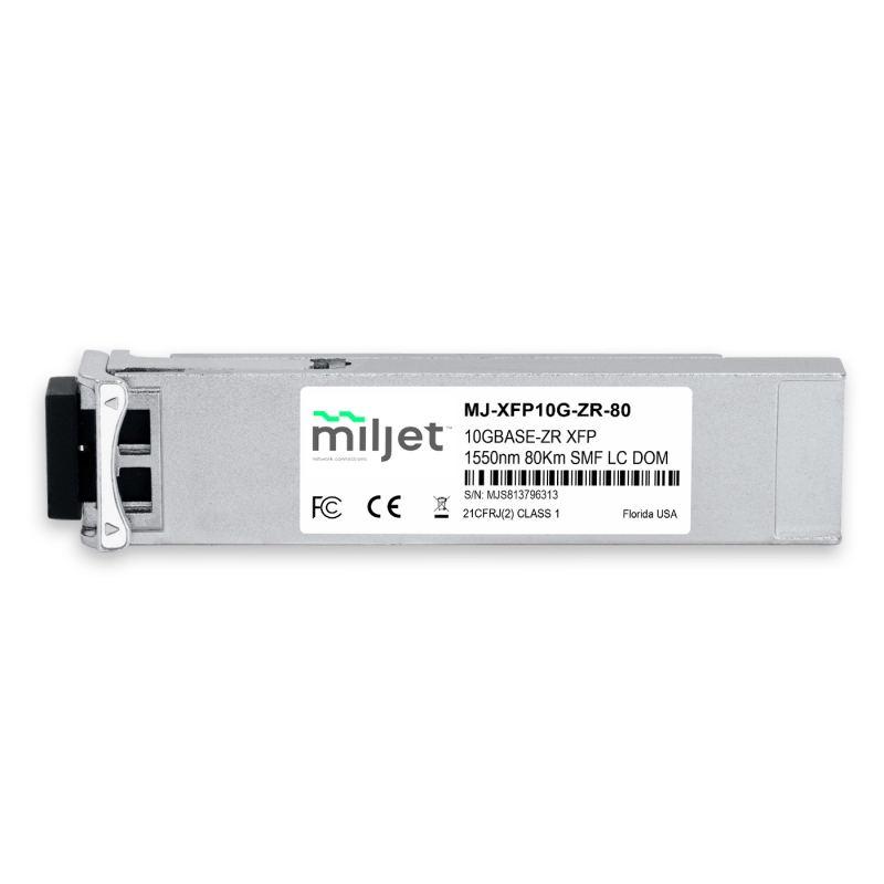 10GBASE-ZR XFP 1550nm 80km SMF LC DDM DUPLEX, transceptor óptico Miljet