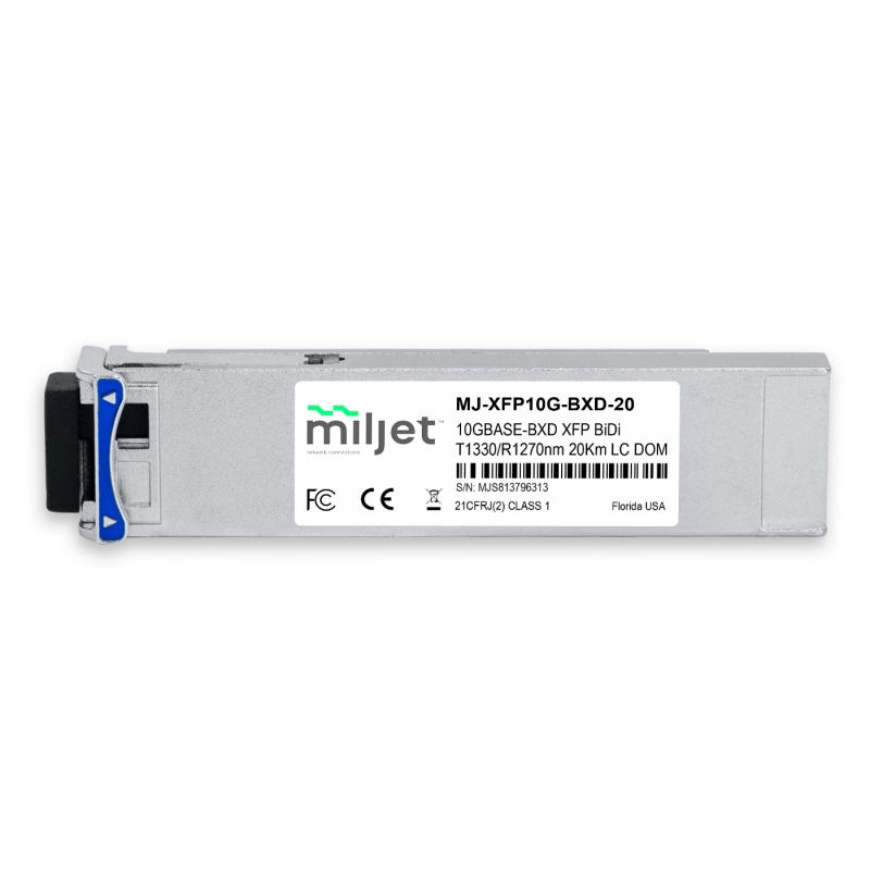 10GBASE-BXD XFP BiDi Tx1330/Rx1270nm 20km LC DDM, transceptor óptico Miljet