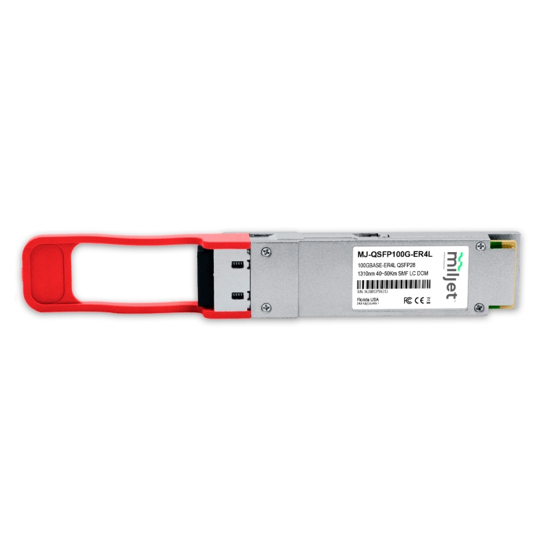 100GBASE-ER4L-S QSFP28, 1310nm, LWDM, 100/112G OTU4, FEC, 40km~50km SMF LC DDM Duplex, transceptor óptico Miljet
