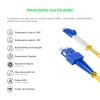 Cordão Óptico 10m, LC/UPC-SC/UPC, SM BLI G657-A1 9/125, OS2 Duplex 2.0mm LSZH Amarelo, Fibra Monomodo Miljet