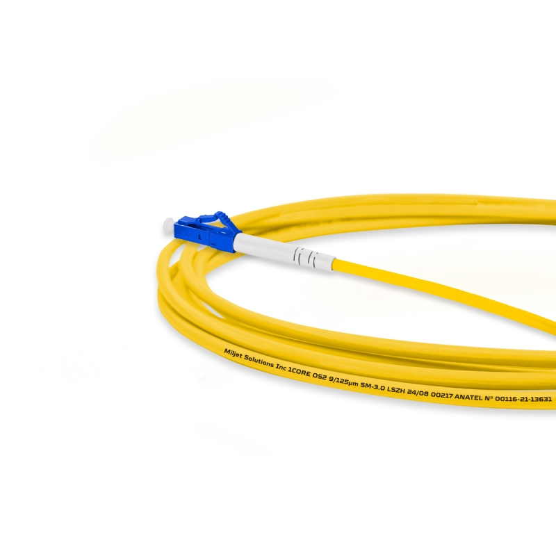 Cordão Óptico 3m, FC/APC-LC/UPC, SM BLI G657-A1 9/125, OS2 Simplex 3.0mm LSZH Amarelo, Fibra Monomodo Miljet