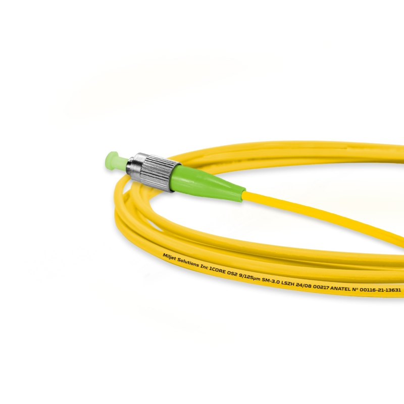 Cordão Óptico 3m, FC/APC-LC/APC, SM BLI G657-A1 9/125, OS2 Simplex 3.0mm LSZH Amarelo, Fibra Monomodo Miljet