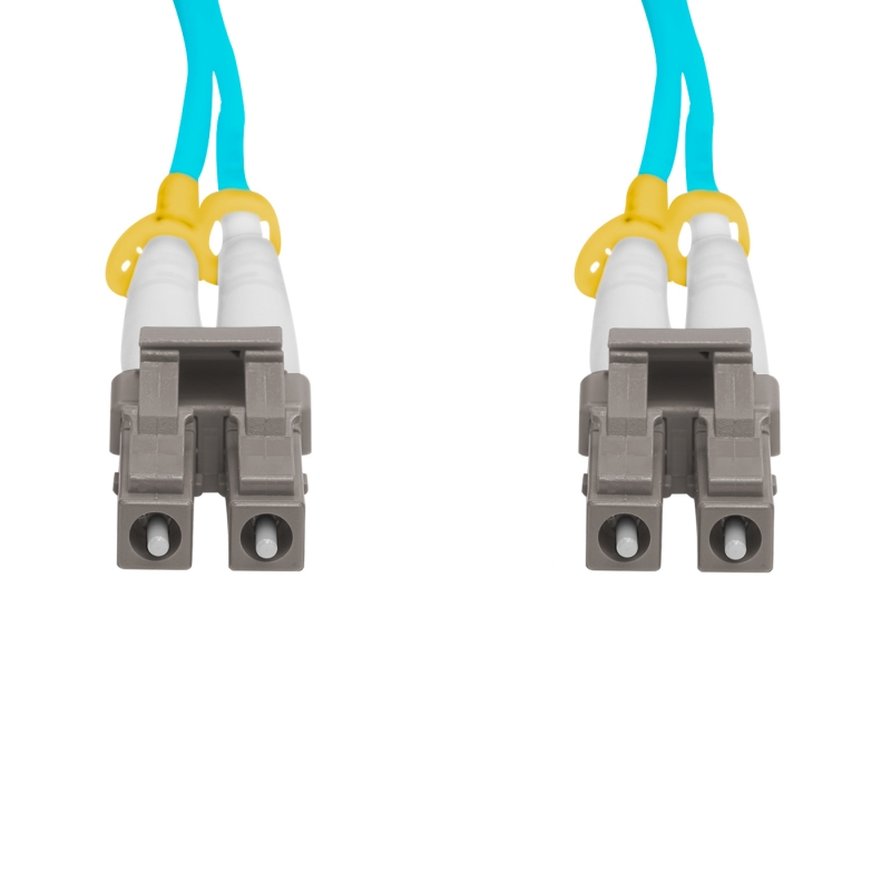 Cordão Óptico 10m, LC/UPC-LC/UPC, MM G651.1 50/125, OM3 Duplex 2.0mm LSZH Aqua, Fibra Multimodo Miljet