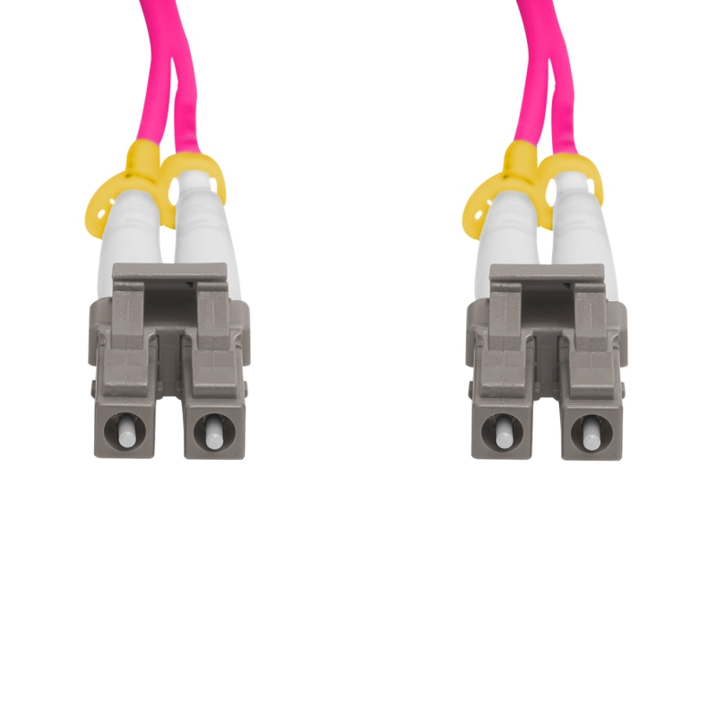 Cordão Óptico 20m, LC/UPC-LC/UPC, MM G651.1 50/125, OM4 Duplex 2.0mm LSZH Magenta, Fibra Multimodo Miljet