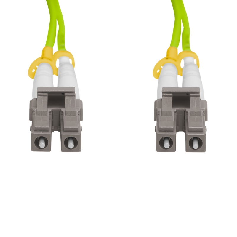 Cordão Óptico 15m, LC/UPC-LC/UPC, MM G651.1 50/125, OM5 Duplex 2.0mm LSZH Verde, Fibra Multimodo Miljet