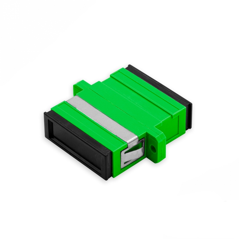 Adaptador Acoplador Óptico SC/APC para SC/APC SM, Duplex Monomodo Verde com Flange
