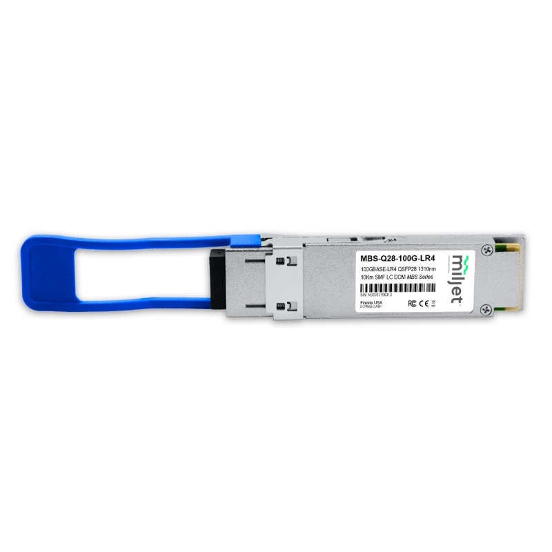 100GBASE-LR4 QSFP28 1310nm 10km SMF LC DDM Duplex, MBS Series transceptor óptico Miljet