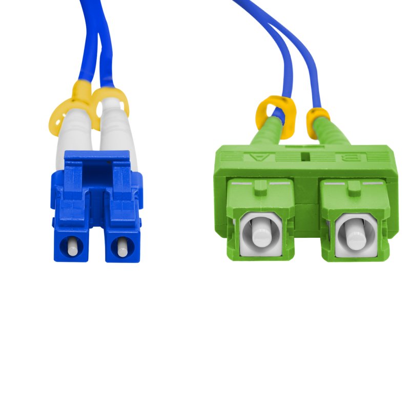 Cordão Óptico 10m, LC/UPC-SC/APC, SM BLI G657-A1 9/125, OS2 Duplex 2.0mm LSZH ABNT Azul, Fibra Monomodo Miljet