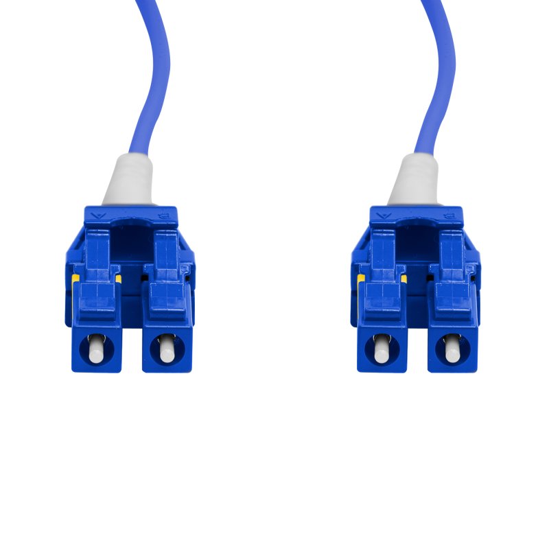 Cordão Óptico 20m, LCUPC-LCUPC Push-pull Uniboot Duplex SM OS2 BLI G.657-A1 9125 BIF 2.0mm LSZH Azul Fibra Monomodo Miljet