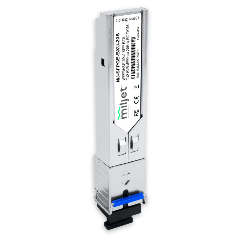 1000BASE-BXU SFP BiDi Tx1310/Rx1550nm 20km SC SMF DOM, transceptor óptico Miljet