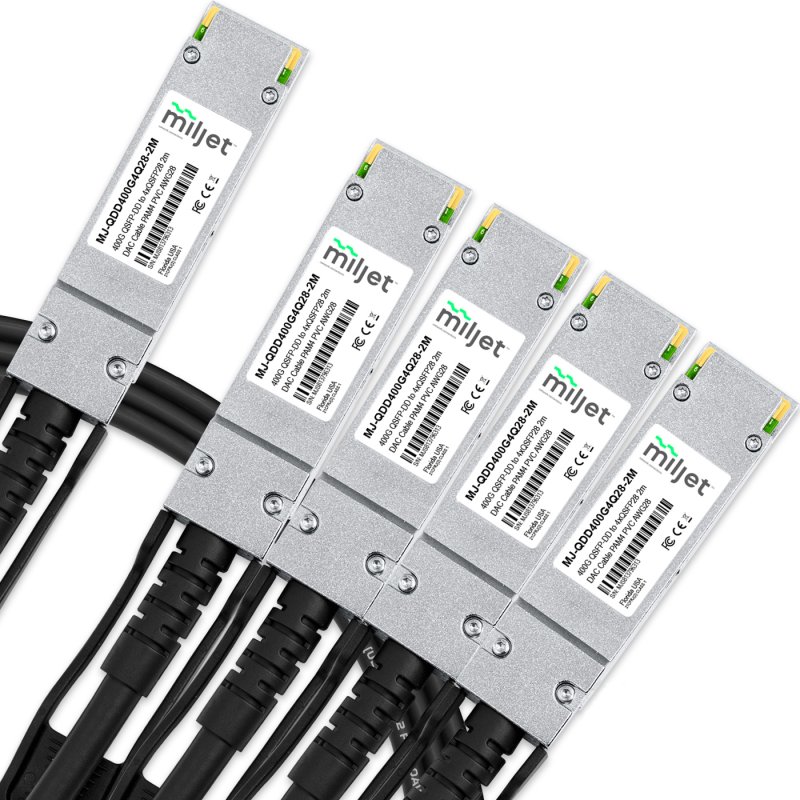 Cabo 400G QSFP-DD para 4x100G QSFP28 2m, PAM4, DAC Direct Attach Copper, Breakout Cable PVC 28AWG Miljet