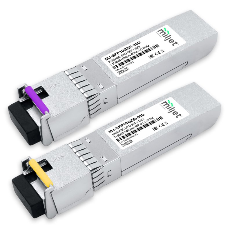 Kit Par 10GBASE-ZR SFP+ BiDi 80km LC DOM, transceptores ópticos Miljet