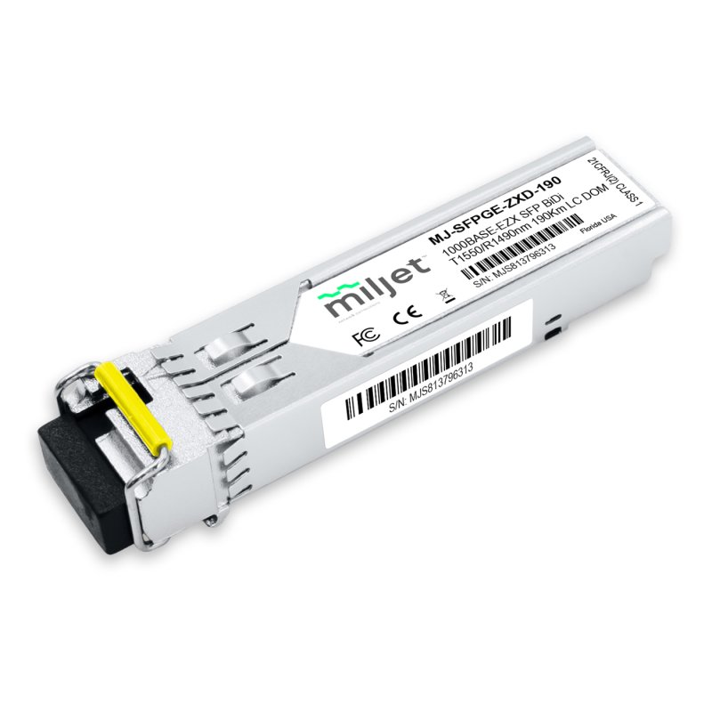 1000BASE-EZX SFP BiDi, Tx1550/Rx1490nm 190km LC SMF DOM, transceptor óptico Miljet