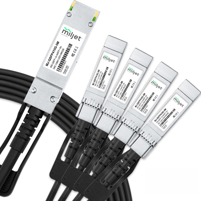 Cabo 40G QSFP+ para 4SFP+ 5m, DAC Direct Attach Copper, Breakout Cabo PVC 26AWG