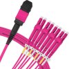 Cabo MPO Fêmea para 4LC/UPC 7m, 8 Fibras Duplex, OM4 G651.1 50/125 Multimodo, Tipo B LSZH Magenta Breakout Miljet
