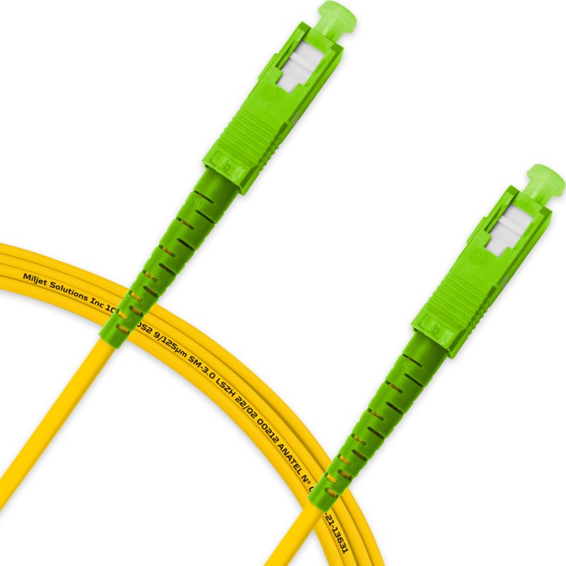 Cordão Óptico 3m, SC/APC-SC/APC, SM BLI G657-A1 9/125, OS2 Simplex 3.0mm LSZH Amarelo, Fibra Monomodo Miljet