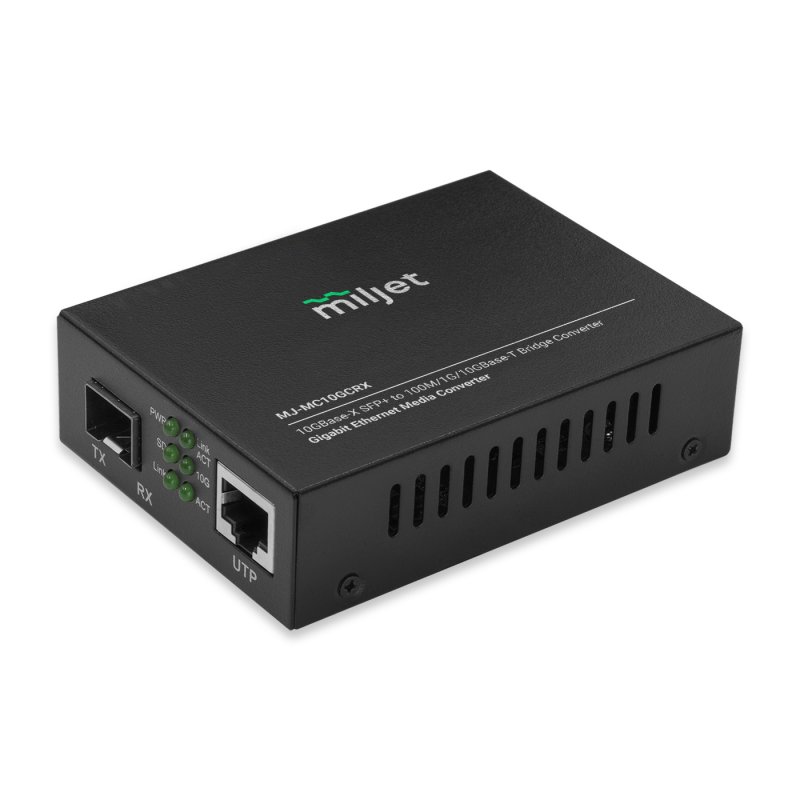 MJ-MC10GCRX Conversor de Mídia Óptico, Slot 10GBase-X SFP+ para 100M/1G/10GBase-T RJ45, AC 100V~240V