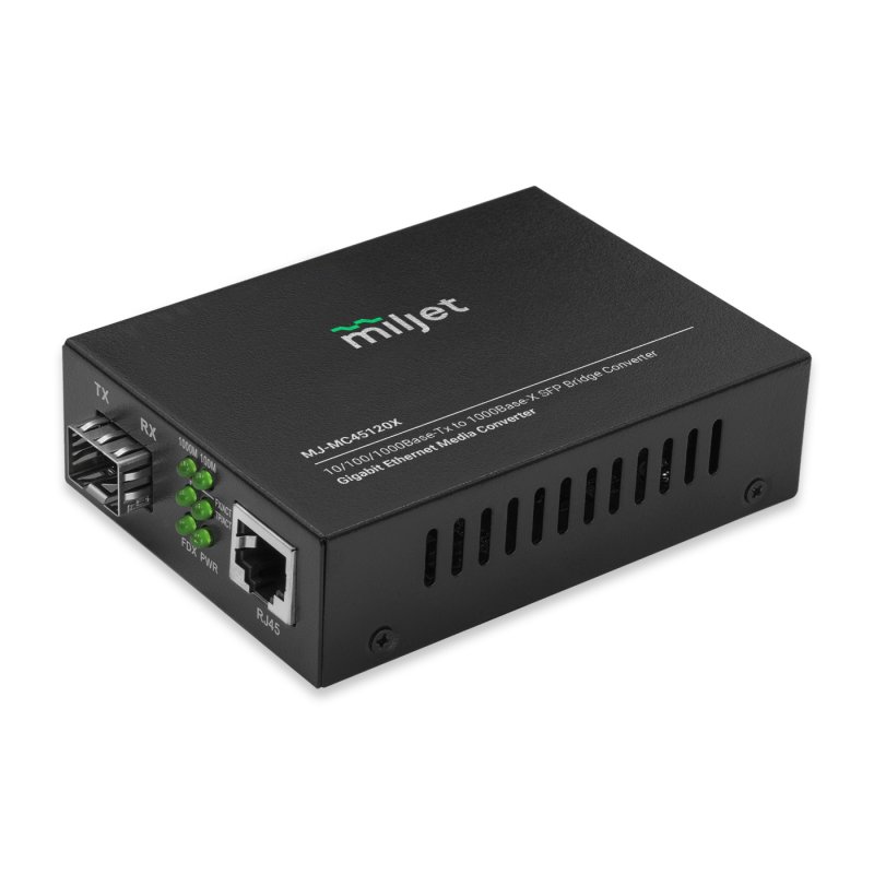 MJ-MC45120X Conversor de Mídia Óptico, Slot 1000Base-X SFP para 10/100/1000Base-T RJ45, AC 100V~240V