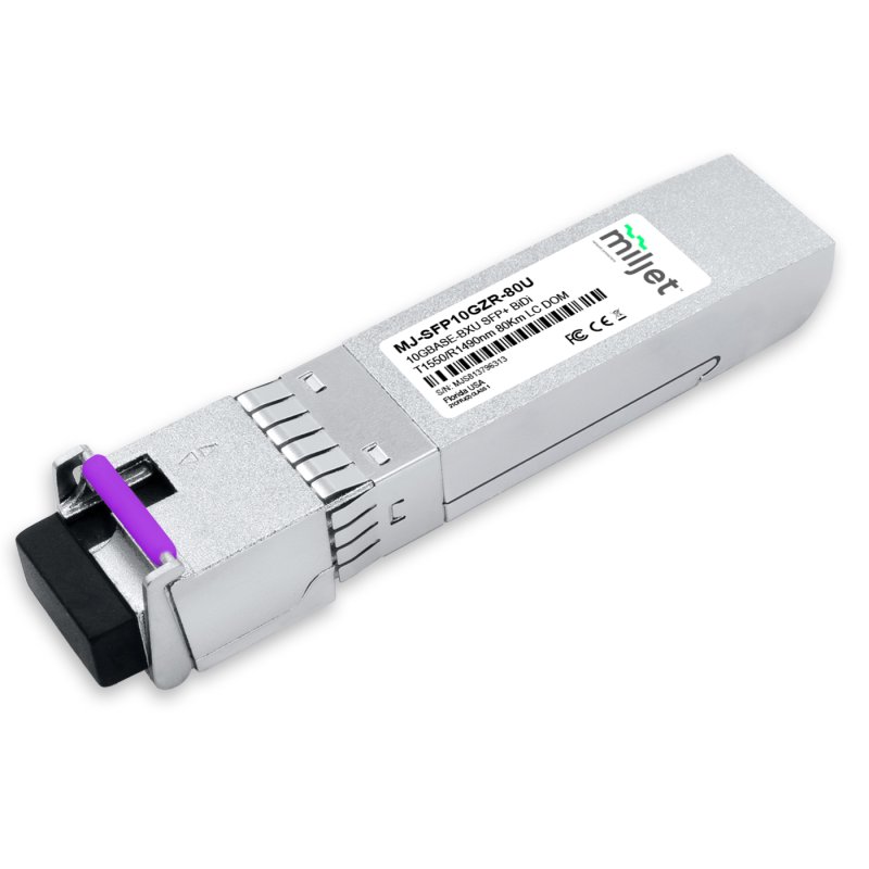 10GBASE-BXU SFP+ BiDi Tx1490/Rx1550nm 80km LC DDM, transceptor óptico Miljet