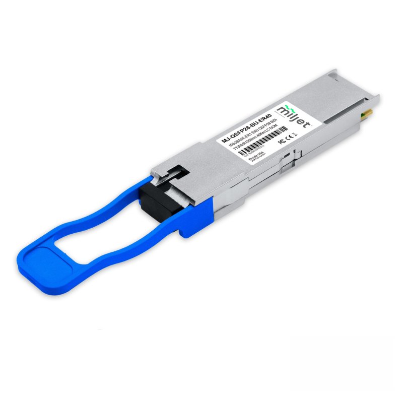 100GBASE-ER1 BXU QSFP28 BIDI, PAM4 Tx1304/Rx1309nm 40Km SMF DDM LC Simplex, transceptor óptico Miljet