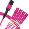 Cabo MPO Fêmea para 4LC/UPC 5m, 8 Fibras Duplex, OM4 G651.1 50/125 Multimodo, Tipo B LSZH Magenta Breakout Miljet