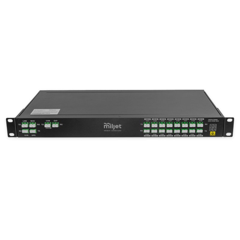 MUX/DEMUX Rack Mount 1U, DWDM 100GHz, Dual Fiber, 16 Canais C21-C36, TFF, Portas MON, EXP e 1310nm, LC/APC