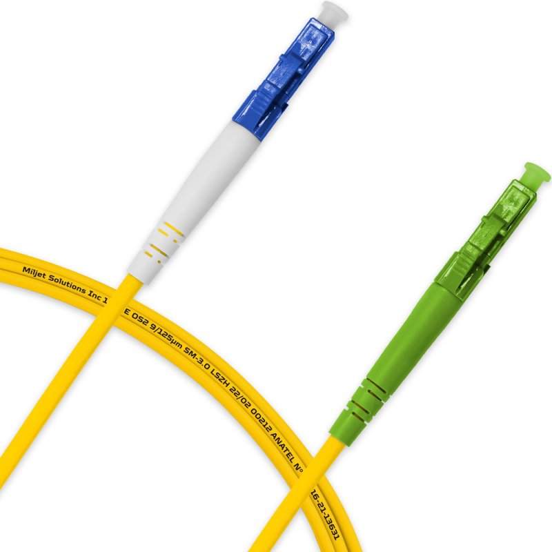 Cordão Óptico 2.5m, LC/UPC-LC/APC, SM BLI G657-A1 9/125 0.12dB IL OS2 Simplex 3.0mm LSZH Amarelo, Fibra Monomodo Miljet
