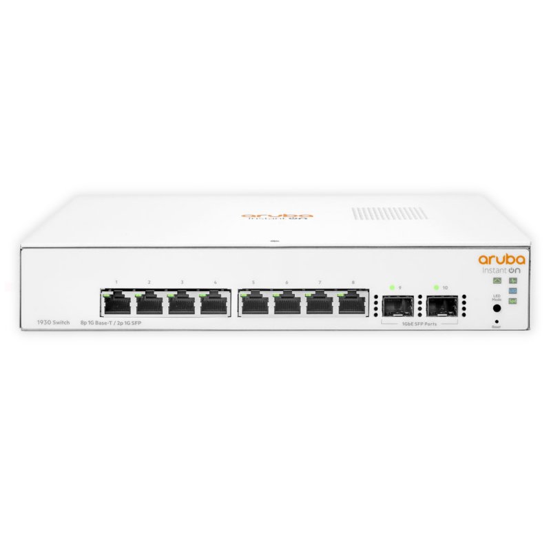 Switch HPE Aruba Instant On 1930 8G JL680A, 8-Port Gigabit, 2-Port SFP, Fonte AC 100-240v, Layer 2+ Gerenciável