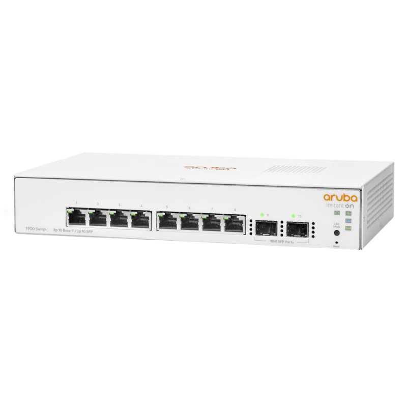 Switch HPE Aruba Instant On 1930 8G JL680A, 8-Port Gigabit, 2-Port SFP, Fonte AC 100-240v, Layer 2+ Gerenciável