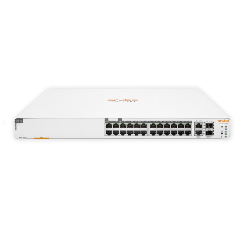 Switch HPE Aruba Instant On 1960 24G JL807A, 20-Port Class 4 PoE, 4-Port Class 6 PoE (370W), Smart Switch, 2SFP+, 2x10GBase-T, Fonte AC 100~240V, Layer 2+ Gerenciável