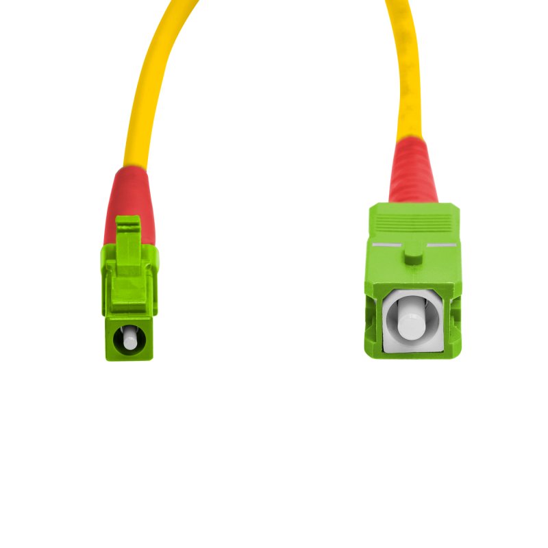 Cordão óptico 2.5m, LC/APC-SC/APC, SM BLI G.657A 9/125 0.12dB IL OS2 Simplex 3.0mm LSZH Amarelo, Fibra Monomodo Miljet