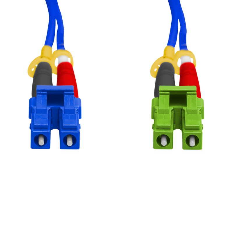 Cordão Óptico 2m, LC/UPC-LC/APC, SM BLI G657-A1 9/125 0.12dB IL, OS2 Duplex 2.0mm LSZH ABNT Azul, Fibra Monomodo Miljet