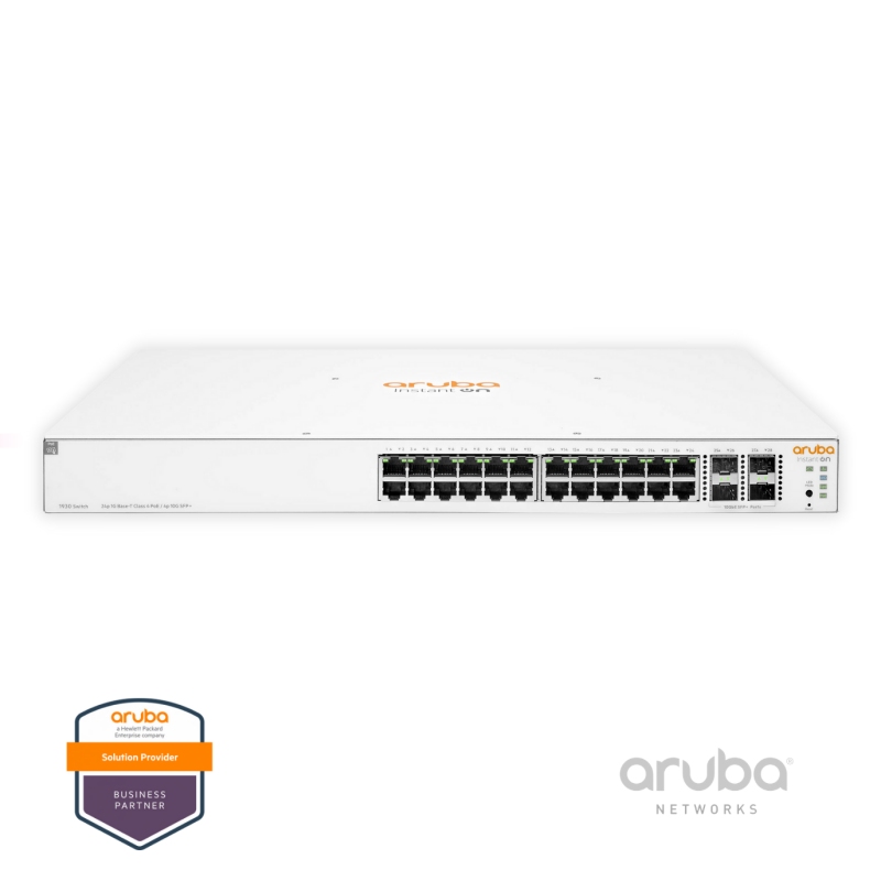 Switch HPE Aruba Instant On 1930 24G JL683A, 24-Port Gigabit RJ45 PoE+ 195W, 4-10G SFP+, Fonte AC 100-240v, Layer 2+ Gerenciável