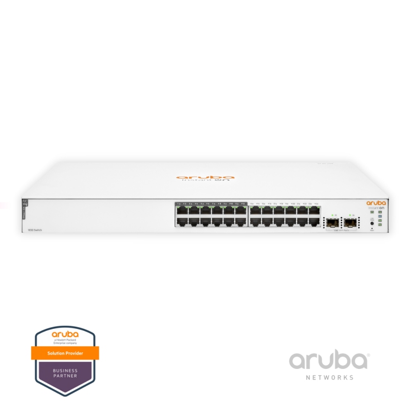 Switch HPE Aruba Instant On 1830 JL813A 24G, 12-Port PoE Classe 4 (195W), 12-Port Gigabit RJ45, 2-Port SFP 1GbE, Fonte AC 100-240v, Layer 2 Gerenciável