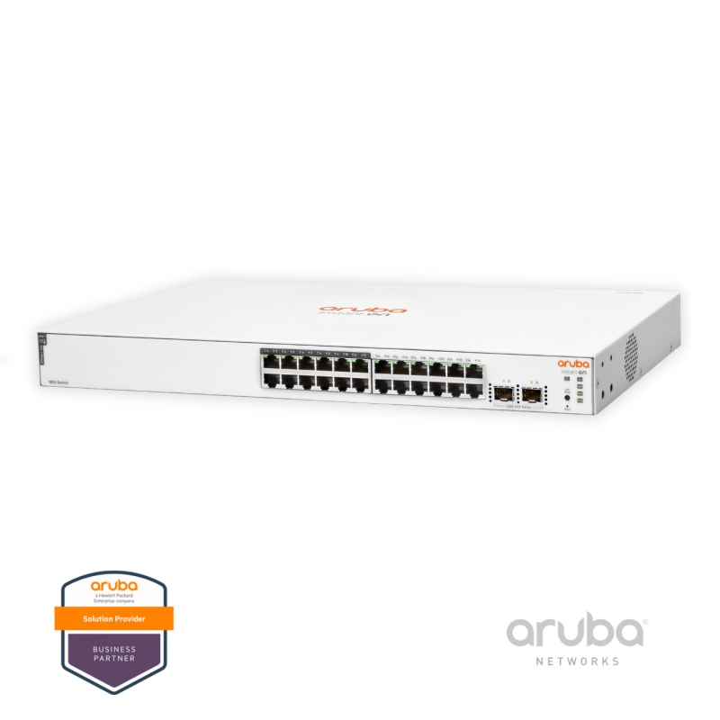 Switch HPE Aruba Instant On 1830 JL813A 24G, 12-Port PoE Classe 4 (195W), 12-Port Gigabit RJ45, 2-Port SFP 1GbE, Fonte AC 100-240v, Layer 2 Gerenciável