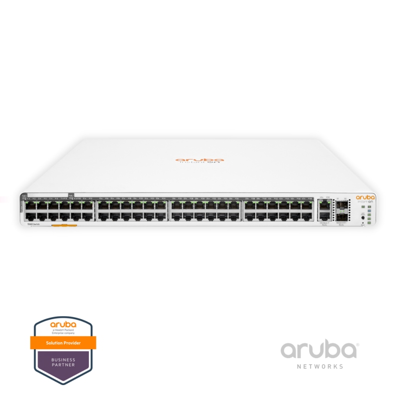 Switch HPE Aruba Instant On 1960 48G JL809A, 40-Port Class 4 PoE, 8-Port Class 6 PoE (600W), Smart Switch, 2 SFP+, 2x10GBase-T, Fonte AC 100~240V, Layer 2+ Gerenciável