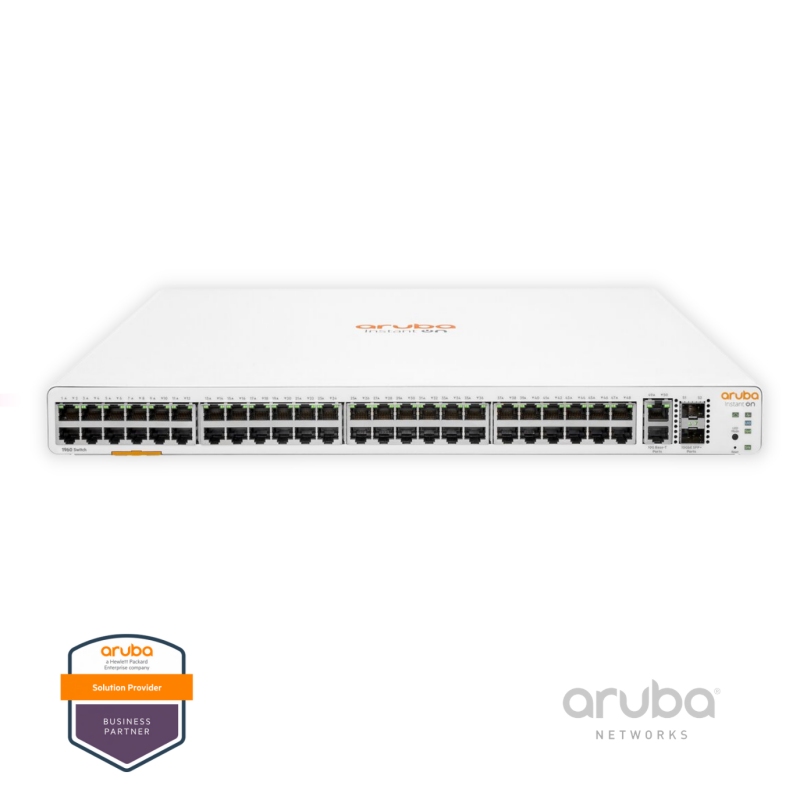 Switch HPE Aruba Instant On 1960 48G JL808A, 48-Port Gigabit Ethernet RJ45, 2x10G SFP+, 2x10GBASE-T, Fonte AC 100-240v, Layer 2+ Gerenciável