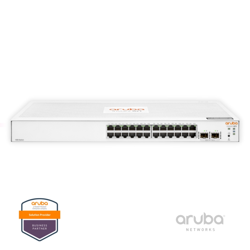 Aruba Instant On 1830 JL812A 24G, 24-Port RJ45 GbE, 2-Port SFP GbE, Fonte AC 100-240v, Layer 2 Gerenciável