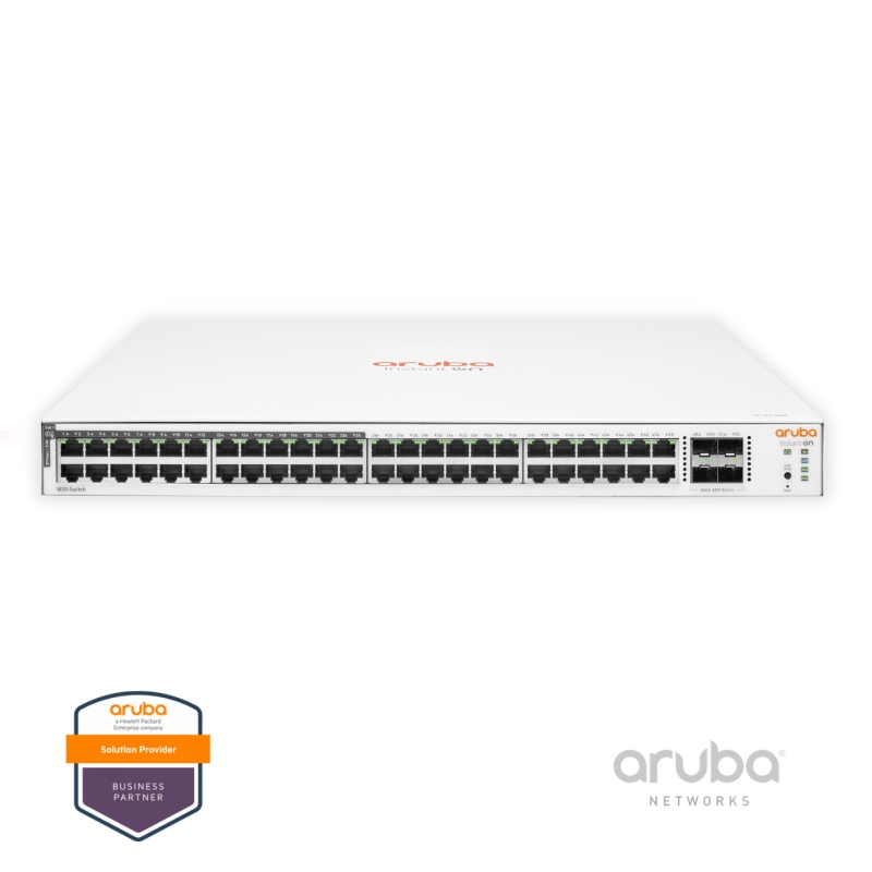 Aruba Instant On 1830 JL815A 48G, 48-Port RJ45 GbE, 24-Port PoE+ 370W, 4-Port SFP GbE, Fonte AC 100-240v, Layer 2 Gerenciável