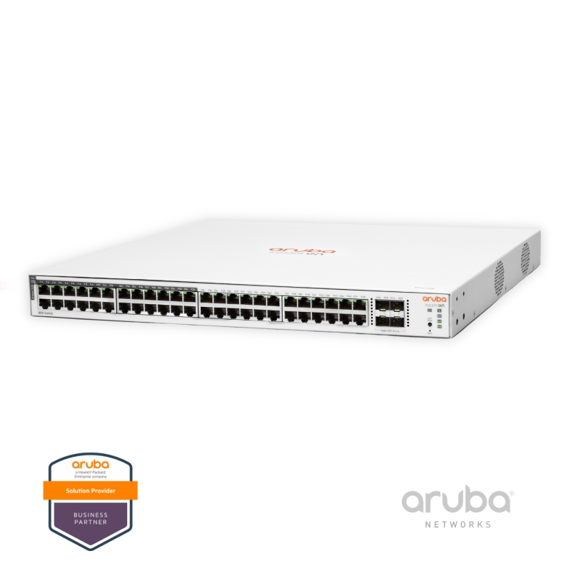 Aruba Instant On 1830 JL815A 48G, 48-Port RJ45 GbE, 24-Port PoE+ 370W, 4-Port SFP GbE, Fonte AC 100-240v, Layer 2 Gerenciável