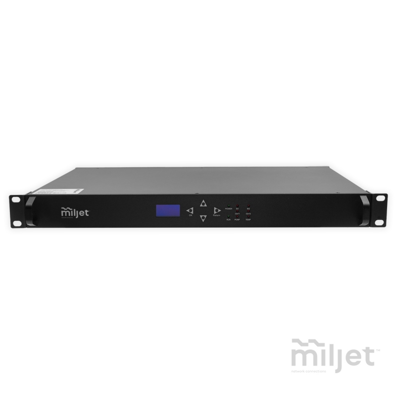 Miljet MJ-EDFA251U-PA, Pré-amplificador Óptico DWDM EDFA 25dBm Gain, 17dBm Output 1528nm~1564nm, LC/APC 1U Rack, 2xDC-PWR-48v