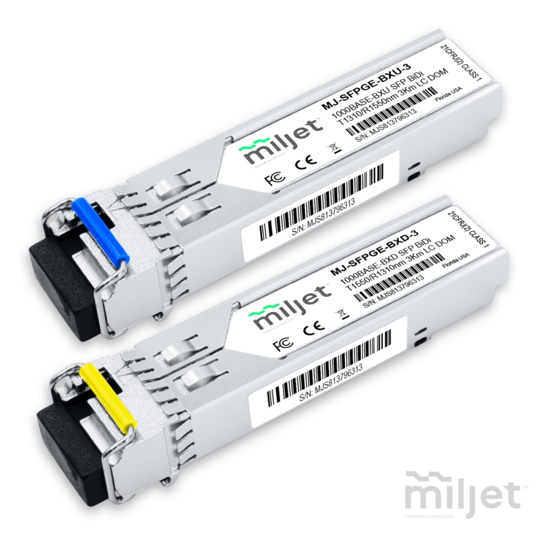 Kit Par 1000BASE-BX SFP BiDi 3km LC DOM, transceptores ópticos Miljet