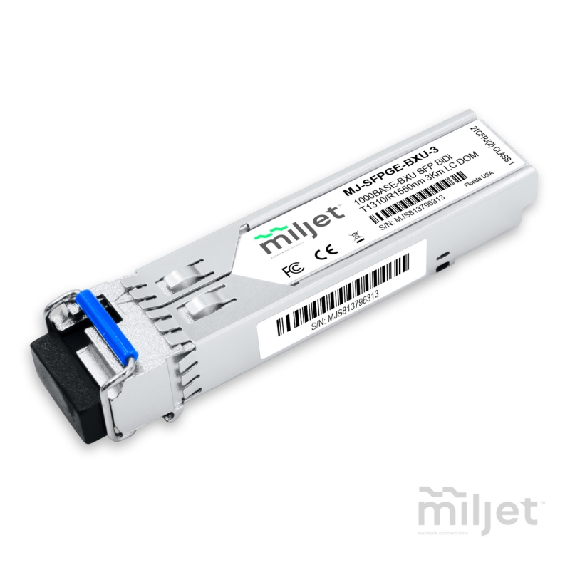 1000BASE-BXU SFP BiDi Tx1310/Rx1550nm 3km LC DOM, transceptor óptico Miljet