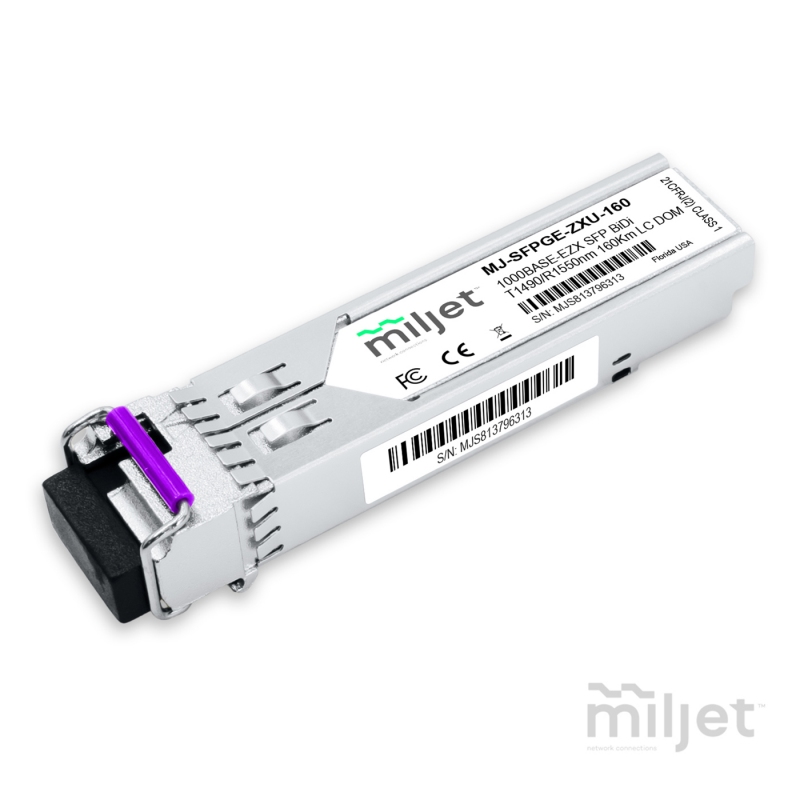 1000BASE-EZX SFP BiDi, Tx1490/Rx1550nm 160km LC SMF DOM, transceptor óptico Miljet