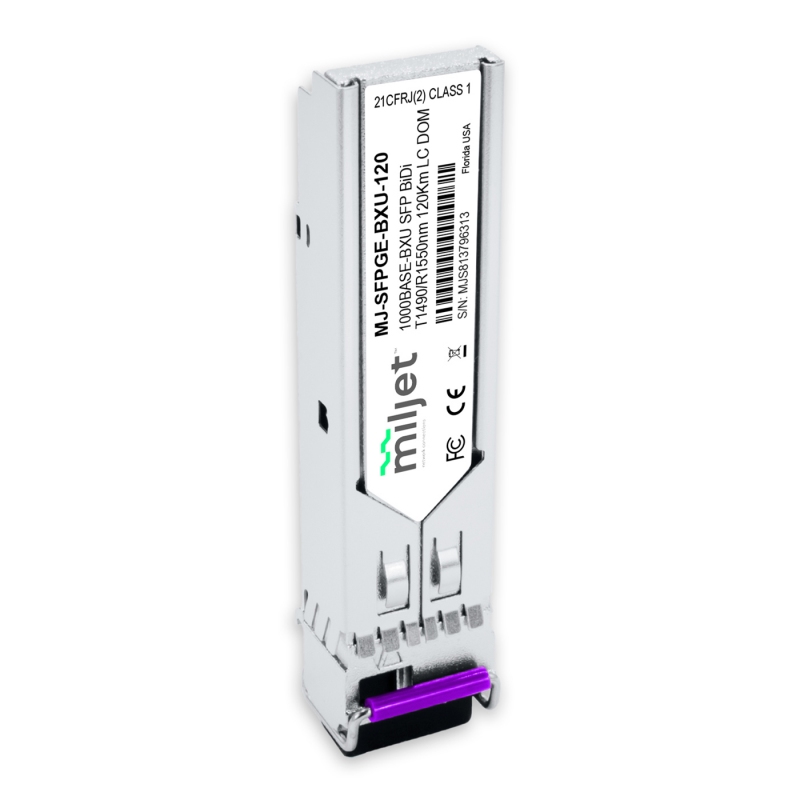 1000BASE-BXU SFP BiDi Tx1490/Rx1550nm 120km LC DOM, transceptor óptico Miljet