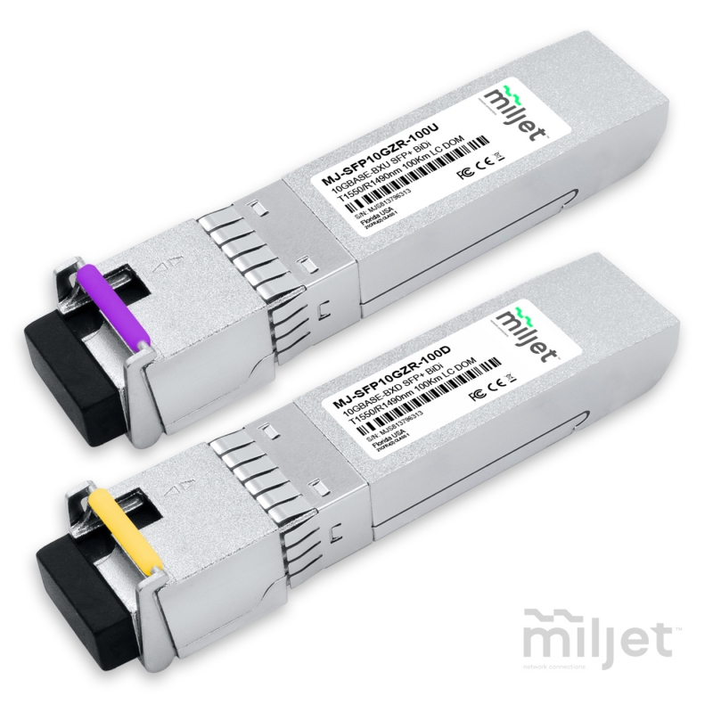 Kit Par 10GBASE-ZR+ SFP+ BiDi 100km LC DOM, transceptores ópticos Miljet