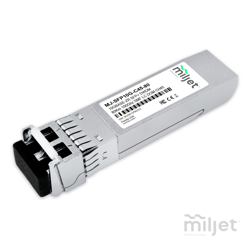 10GBASE-ZR SFP+, CH45 DWDM, 80km 100GHz, EML Laser 1541.35nm, DDM SMF, LC Duplex, transceptor Miljet