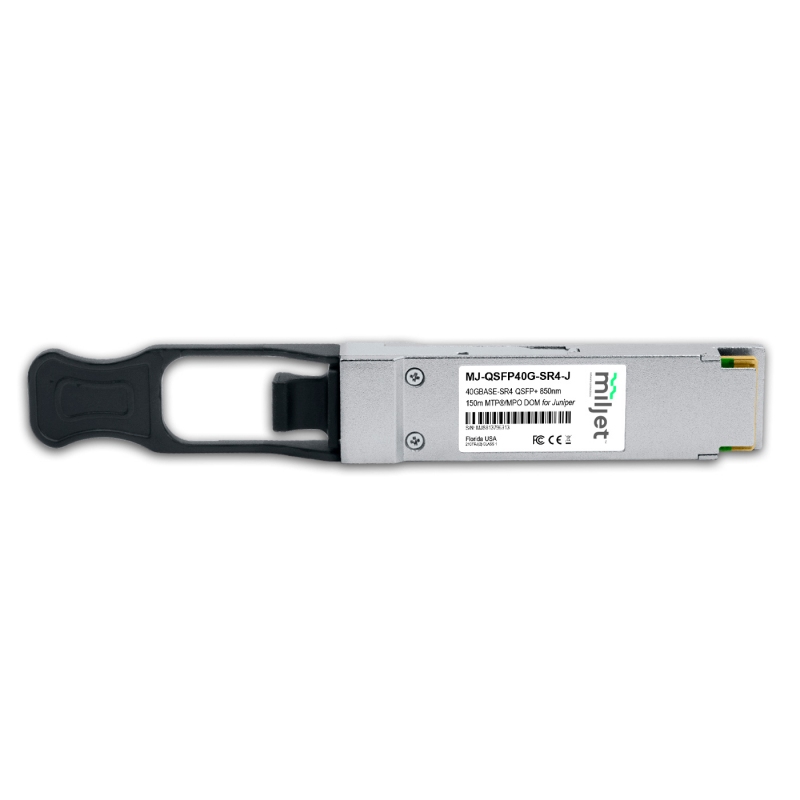 40GBASE-SR4 QSFP+ 850nm 150m MMF MTP/MPO DDM Compatível com Juniper, transceptor óptico Miljet