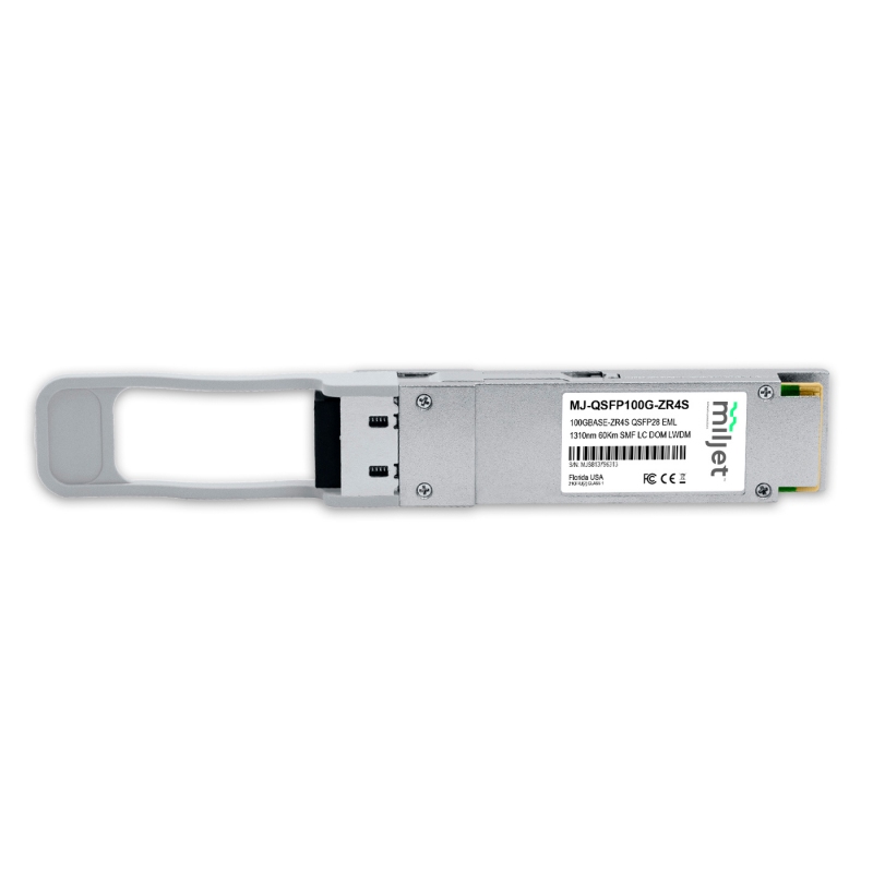 100GBASE-ZR4 QSFP28, 1310nm LWDM 60km SMF, EML+ADP, LC DDM Duplex, transceptor óptico Miljet